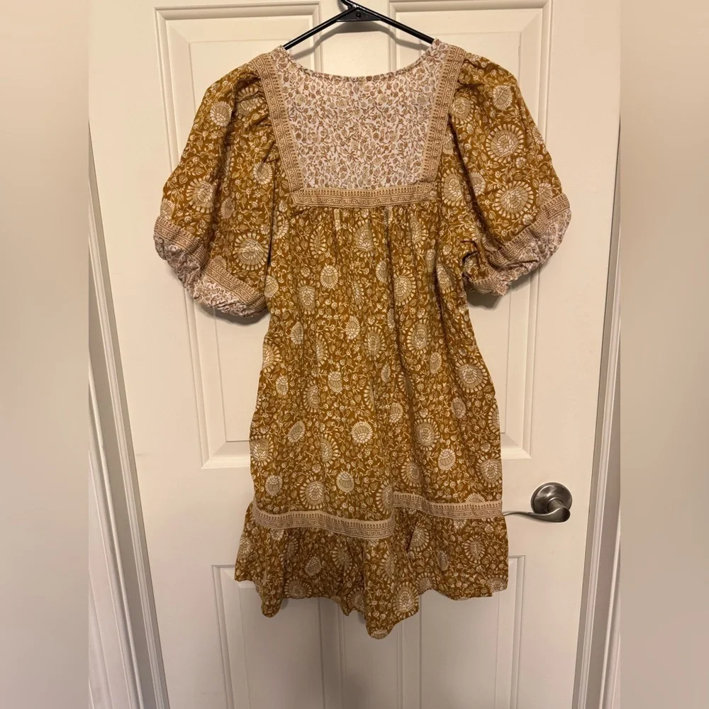 Old Navy Yellow Flower Flutter Sleeve Mini Swing Dress Sz XS